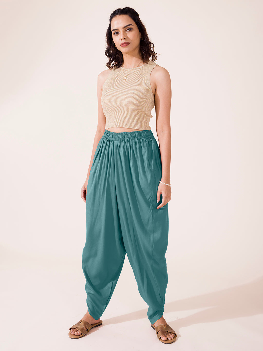 Buy TNQ Rayon Full Length Free Size Dhoti Pants Salwar For Women (Combo  Pack of 2) (White.Dark Green, Free Size) Online In India At Discounted  Prices
